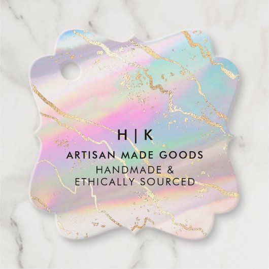 Holografische Iriserende Opal Edelsteen | Hangtag Bedankjes Labels (Voorkant)