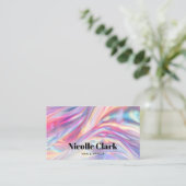 Holografische iriserende QR-code modern Visitekaartje (Staand voorkant)