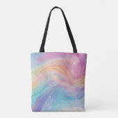 Holografische iriserende regenboog eenhoorn gepers tote bag (Achterkant)