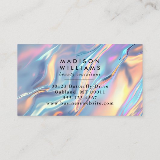 Holografische iriserende Shimmer Modern Visitekaartje (Achterkant)