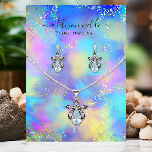 Holografische Iriserende Sieraden Display Visitekaartje