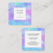 Holografische iriserende sprankelende glitter vierkante visitekaartje (Voorkant / Achterkant)