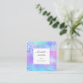 Holografische iriserende sprankelende glitter vierkante visitekaartje (Staand voorkant)