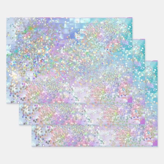 Holografische iriserende zeemeermin glitters die g inpakpapier vel (Set)