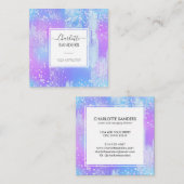 Holografische iriserende zilveren folie vierkante visitekaartje (Voorkant / Achterkant)