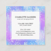 Holografische iriserende zilveren folie vierkante visitekaartje (Achterkant)