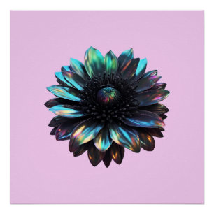 Holografische iriserende zwarte dahlia perfect poster