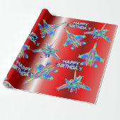 Holografische Jet Planes Verjaardag Cadeaupapier (Uitgerold)