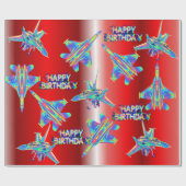 Holografische Jet Planes Verjaardag Cadeaupapier (Vlak)