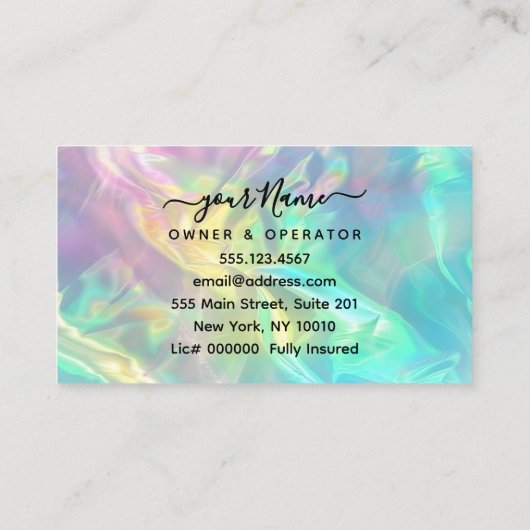 Holografische Kantoor-reinigingsservice Visitekaartje (Achterkant)