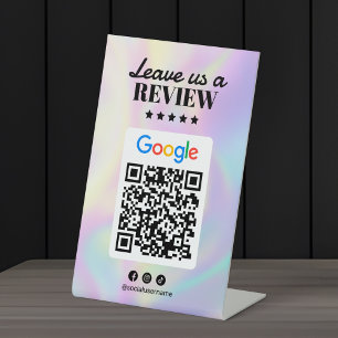 Holografische Kapsalon Google Reviews Qr Code Reclamebord Met Voetstuk