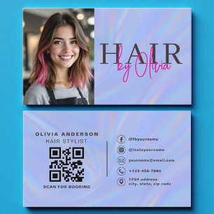 Holografische kapsalon-stylist foto QR-code  Visitekaartje