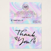 Holografische klant bedankt - voeg uw Logo toe Visitekaartje (Voorkant /achterkant)
