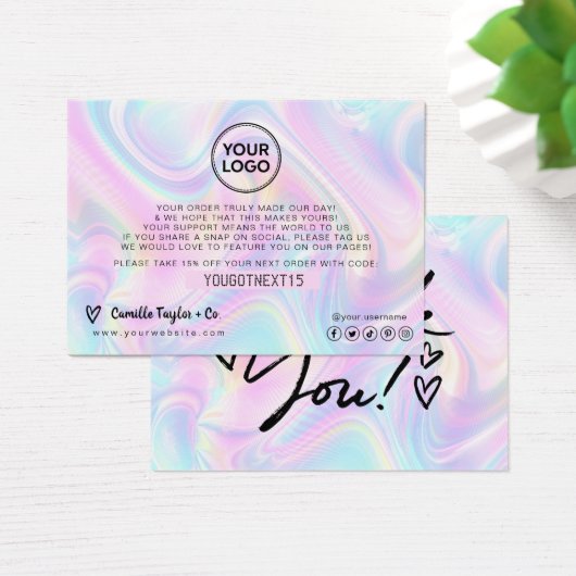 Holografische klant bedankt - voeg uw Logo toe Visitekaartje (Bureau)