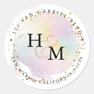 Holografische kleuren Gouden Schrift Ampersand Ronde Sticker