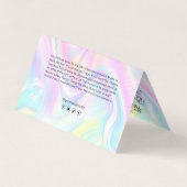 Holografische Lash Aftercare & Appointherinnering Visitekaartje (Achterkant)