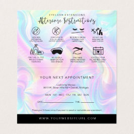 Holografische Lash Aftercare & Appointherinnering Visitekaartje