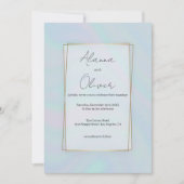 Holografische lavendel pastel blauw marmer bruilof kaart (Voorkant)