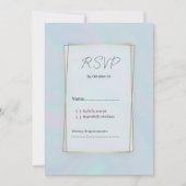 Holografische lavendel pastel blauw marmer RSVP Kaart (Voorkant)