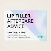 Holografische Lip Filler Aftercare Instructions Ka Visitekaartje (Voorkant)