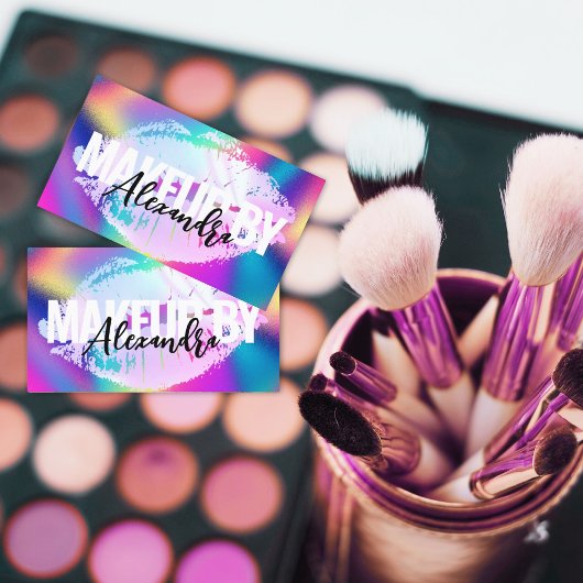 Holografische Lippen Glitter Make-up Artiest Beaut Visitekaartje