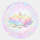 holografische lotusbloem ronde sticker (Voorkant)