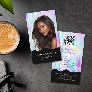 Holografische luxe haarstylist extensies pruik fot visitekaartje