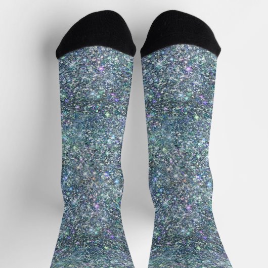 Holografische Luxe Navy Rainbow Glitter Sokken (Top)
