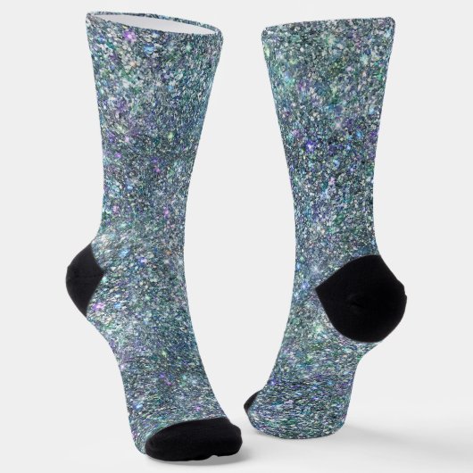 Holografische Luxe Navy Rainbow Glitter Sokken (Gebogen)