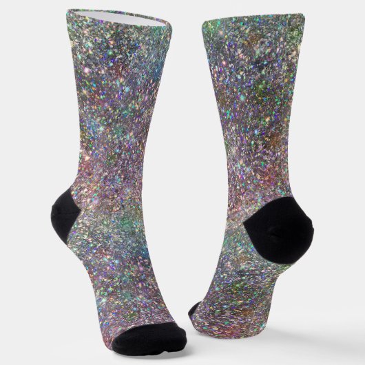 Holografische luxe regenboog glitter Sokken (Gebogen)