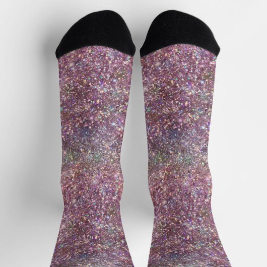 Holografische Luxe Roze Regenboog Glitter Sokken (Top)