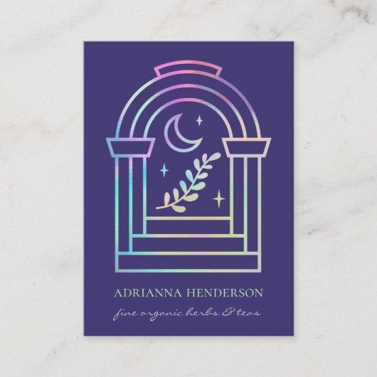 Holografische maan en Herb Mystical Boho Doorway Visitekaartje (Voorkant)