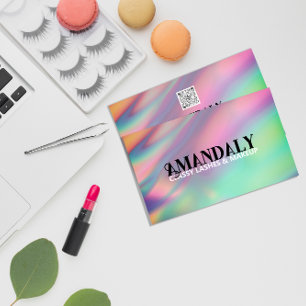 Holografische Make-up Artiest Wimper QR LOGO Gold Visitekaartje