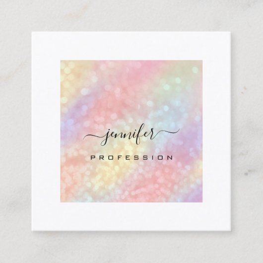 Holografische make-up artiest witte sociale media vierkante visitekaartje (Voorkant)