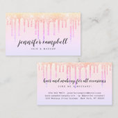 Holografische make-up haar pastel roze glitter dru visitekaartje (Voorkant / Achterkant)