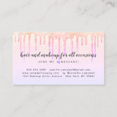 Holografische make-up haar pastel roze glitter dru visitekaartje (Achterkant)