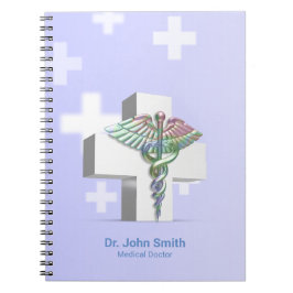 Holografische Medische 3D Caduceus Witte Kruis Notitieboek