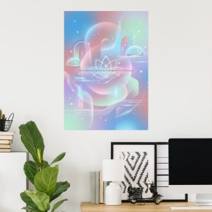Holografische Meditatie Yoga Iridescente Kunst Pos Poster