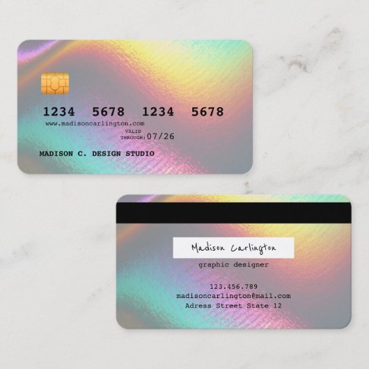 Holografische Metallic-creditcardstijl Visitekaartje (Voorkant / Achterkant)