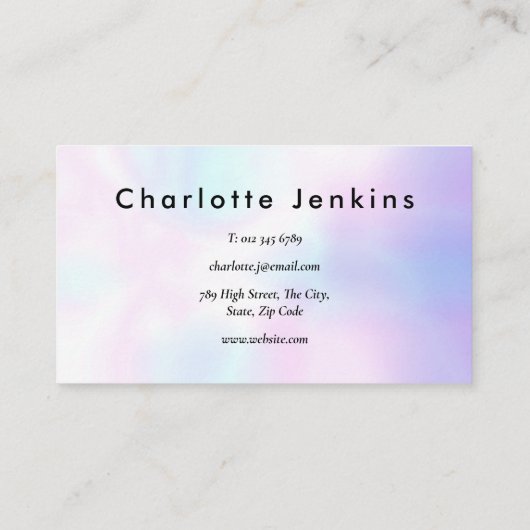 Holografische minimalistische moderne professional visitekaartje (Achterkant)