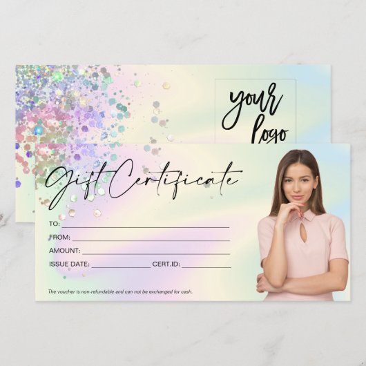 holografische moderne cadeaukaart toevoegen logo (Voorkant / Achterkant)