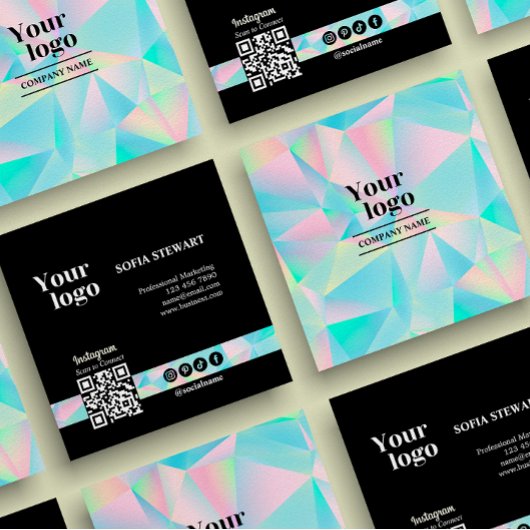 Holografische moderne gedurfde sociale media volge vierkante visitekaartje