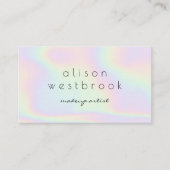 Holografische moderne make-up artist pastel regenb visitekaartje (Voorkant)