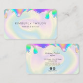 holografische moderne make - up girly unicorn irid visitekaartje (Voorkant / Achterkant)