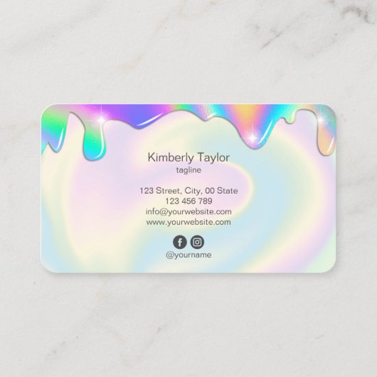 holografische moderne make - up girly unicorn irid visitekaartje (Achterkant)