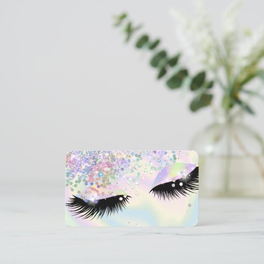 Holografische moderne make-up girly wimpers iriser visitekaartje