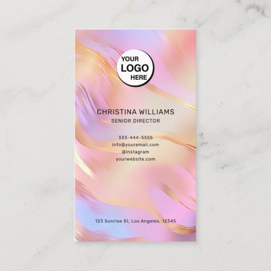 Holografische Monogram Naam QR Code Visitekaartje (Achterkant)