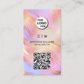 Holografische Monogram Naam QR Code Visitekaartje (Voorkant)