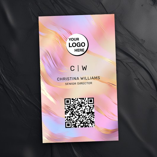 Holografische Monogram Naam QR Code Visitekaartje