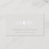 Holografische Moon Phase Yoga Spirituele Coach Visitekaartje (Voorkant)
